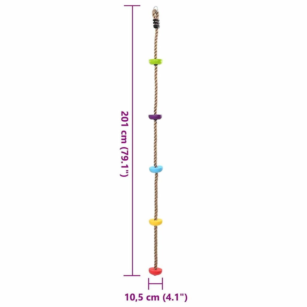 vidaXL Σκοινί Αναρρίχησης Πολύχρωμο 10.5 x 10.5 x 201 εκ.
