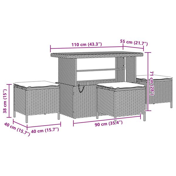 vidaXL Σετ Καναπέ Κήπου 13 pcs Μπεζ, Ανοιχτό Γκρι 110 x 55 x 71 εκ