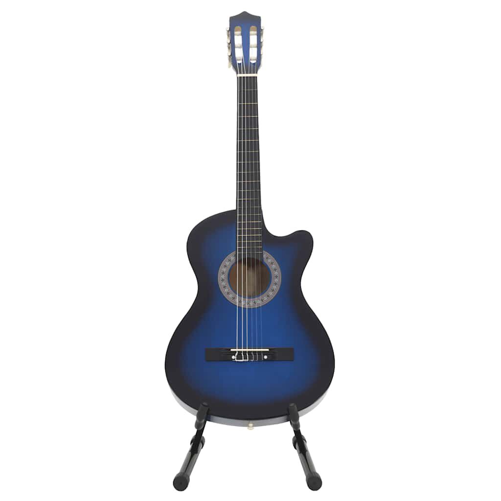 vidaXL Κιθάρα Western Classical Cutaway Σετ 12 Τεμ. 6 Χορδές Μπλε 38"