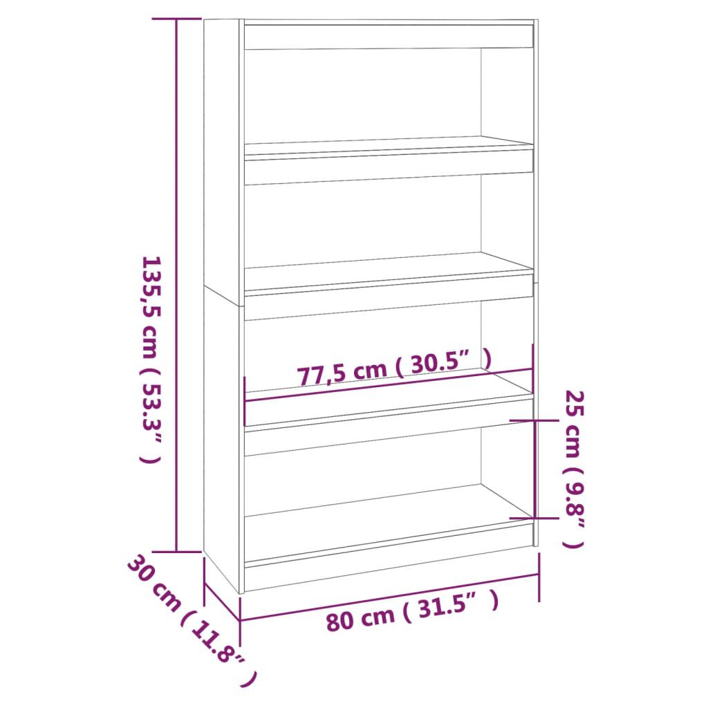vidaXL Βιβλιοθήκη/Διαχωριστικό Χώρου Μελί 80x30x135,5 εκ. Ξύλο Πεύκου