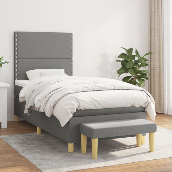 vidaXL &Kappa;&rho;&epsilon;&beta;ά&tau;&iota; Boxspring &mu;&epsilon; &Sigma;&tau;&rho;ώ&mu;&alpha; &Sigma;&kappa;&omicron;ύ&rho;&omicron; &Gamma;&kappa;&rho;&iota; 90x190 &epsilon;&kappa;. &Upsilon;&phi;&alpha;&sigma;&mu;ά&tau;&iota;&nu;&omicron;
