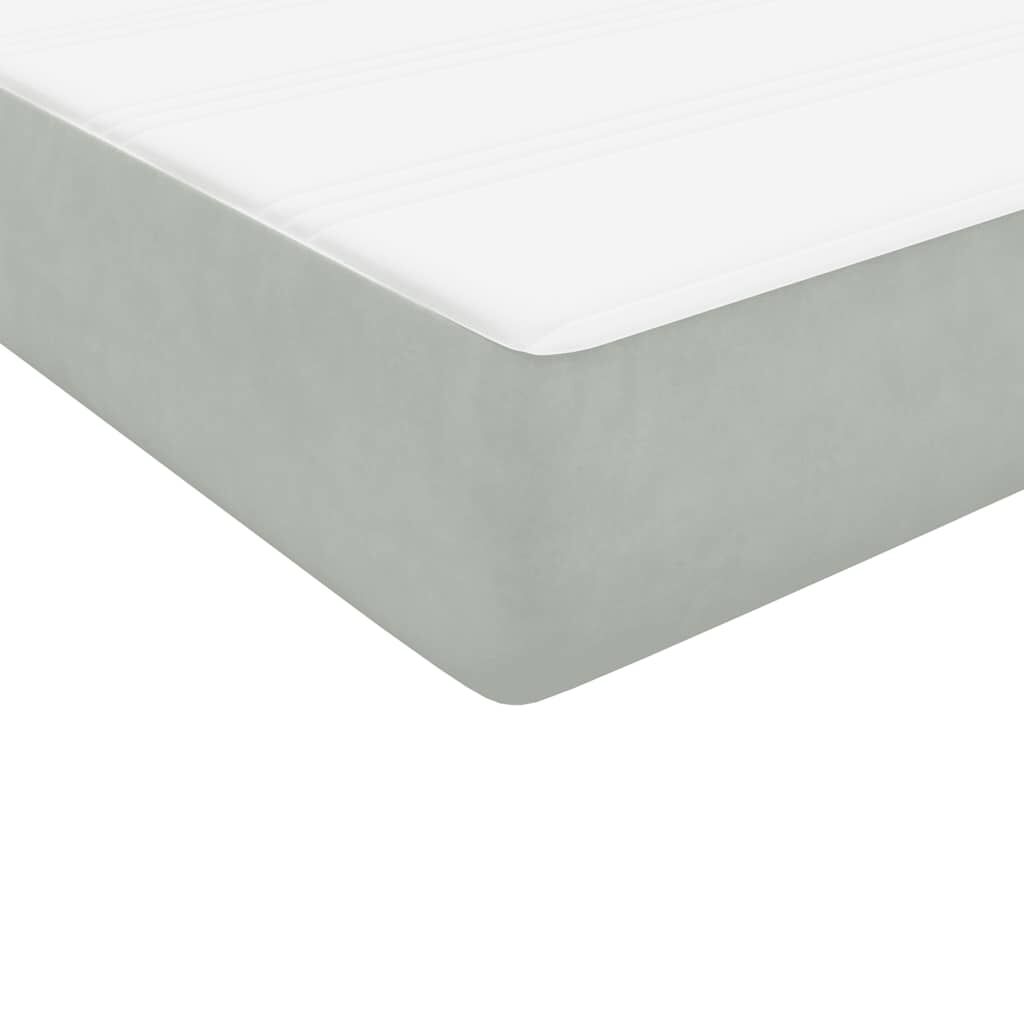 vidaXL Box Spring κρεβάτι με στρώμα ανοιχτό γκρι 80x220 cm Βελούδινο