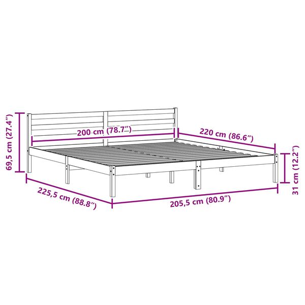vidaXL Κρεβάτι με κεφαλάρι Λευκό 220 x 200 εκ Μασίφ ξύλο πεύκου