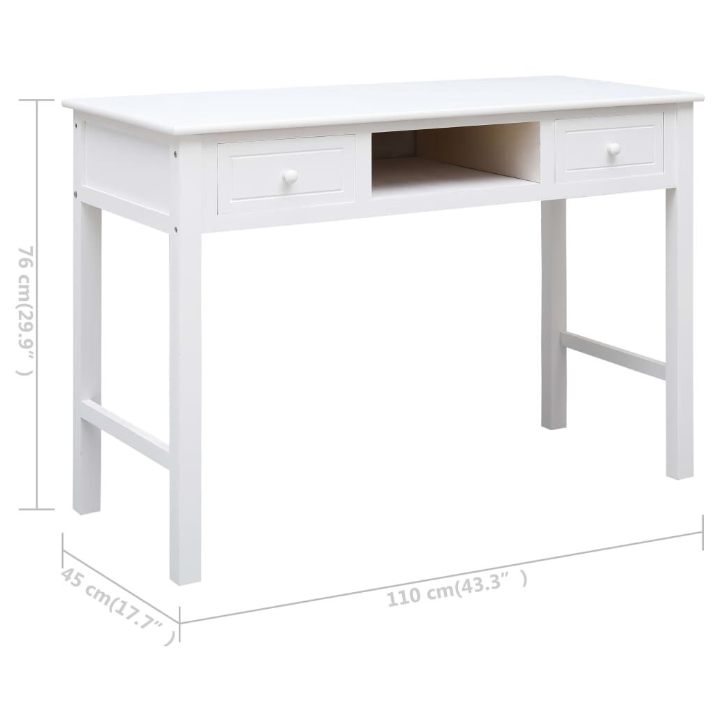 vidaXL Γραφείο Λευκό 110 x 45 x 76 εκ. Ξύλινο