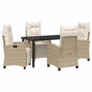 vidaXL Σέτ φαγητού για κήπο 5 pcs Μπεζ συνθετικό ρατάν
