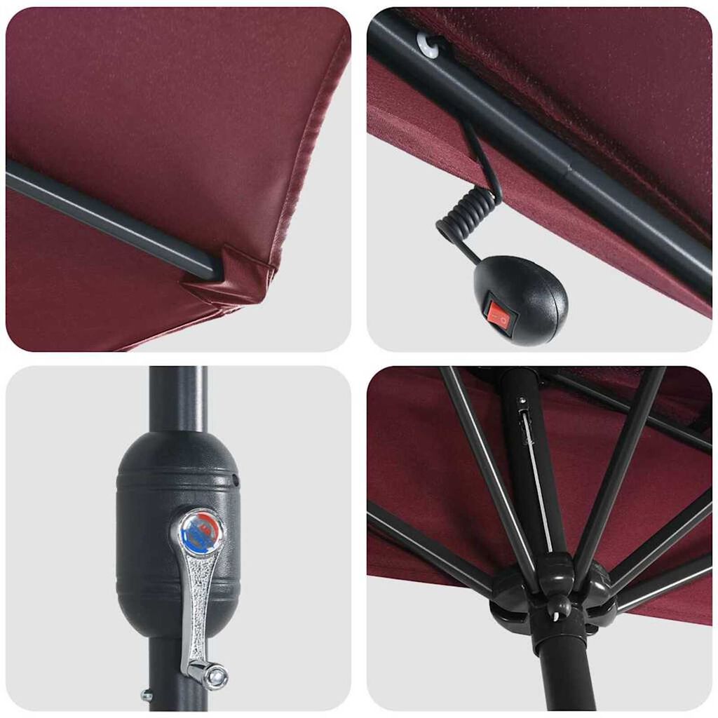 vidaXL Ομπρέλα Κήπου Μπορντό 294 x 150 x 223 εκ ύφασμα