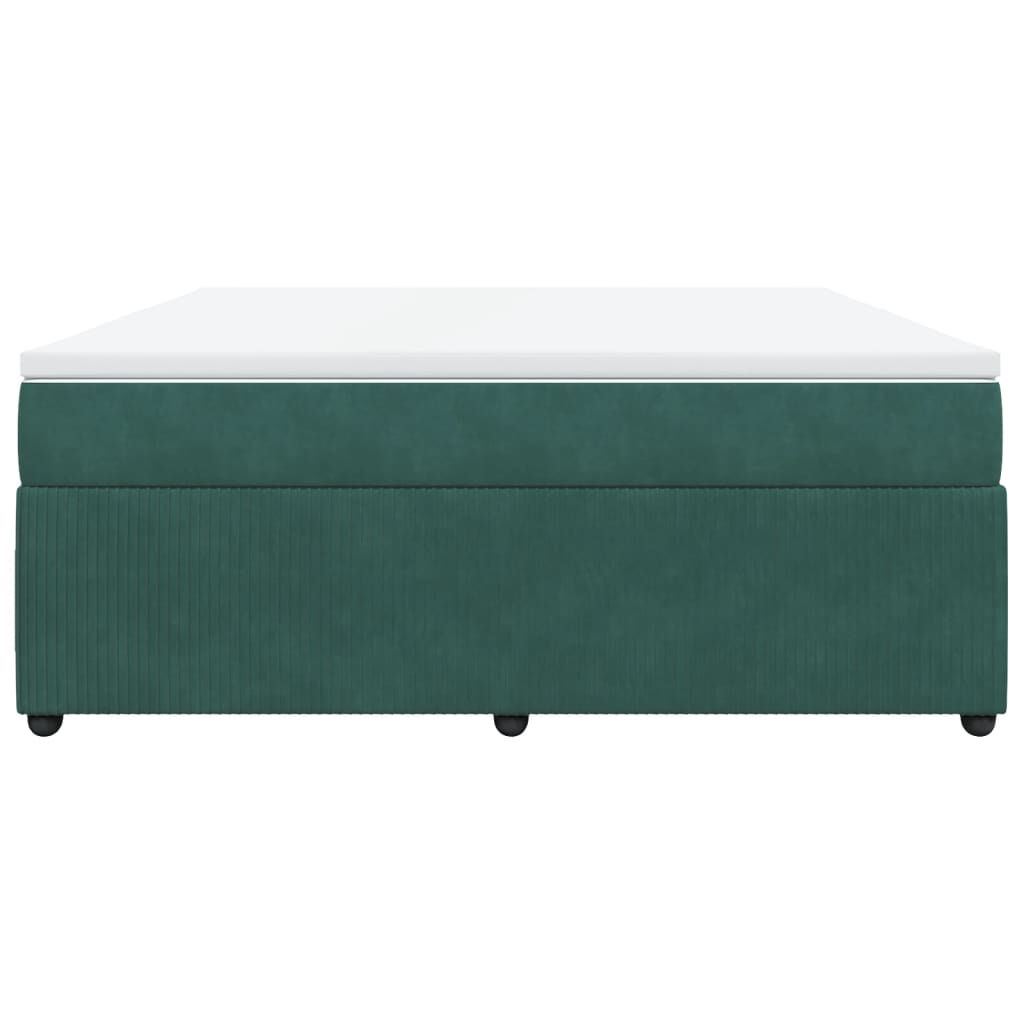 vidaXL Κρεβάτι Boxspring με Στρώμα Σκούρο Πράσινο 180x200εκ. Βελούδινο