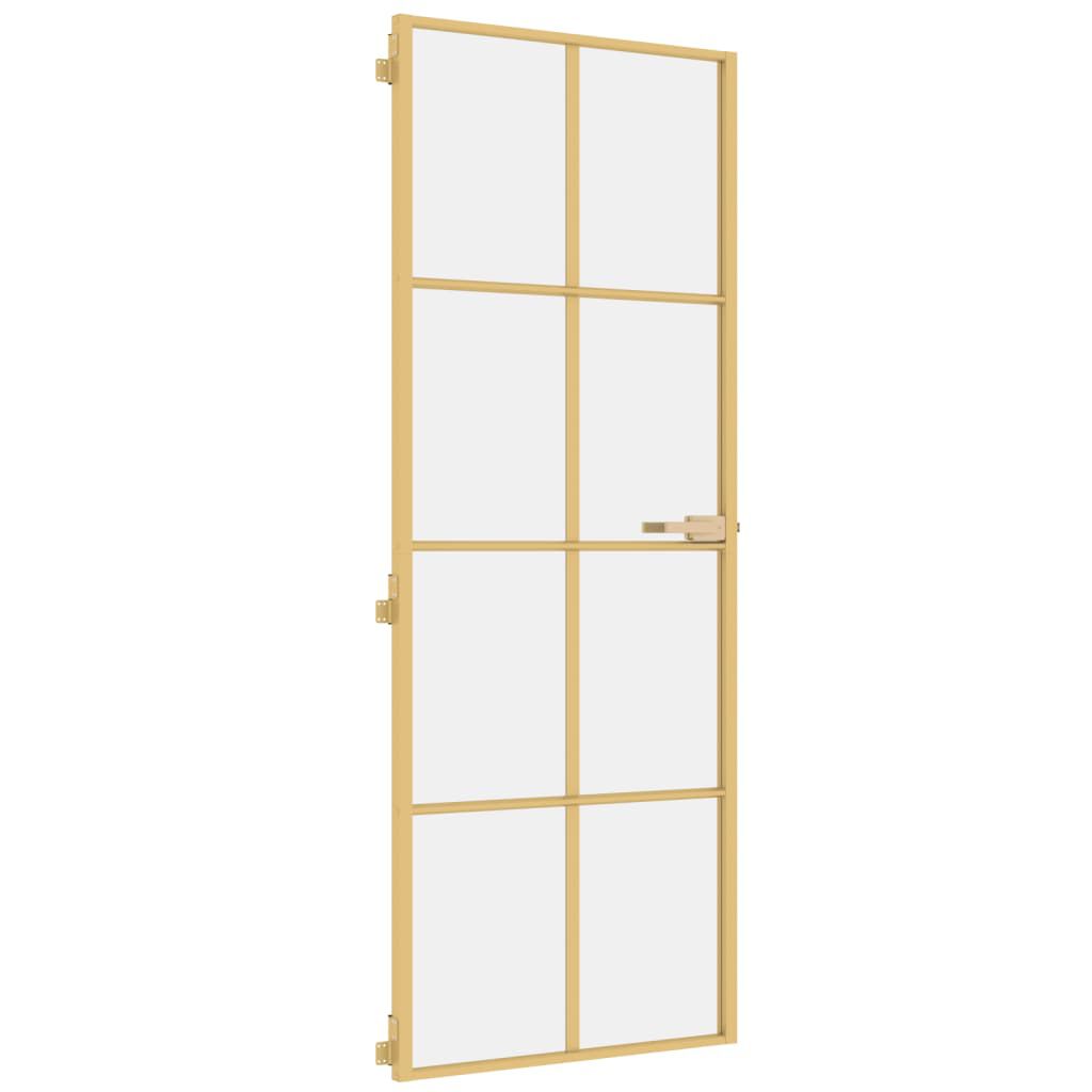 vidaXL Εσωτερική Πόρτα Χρυσή 76 x 201,5 εκ. Ψημένο Γυαλί & Αλουμίνιο