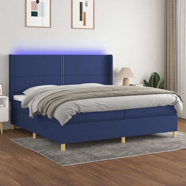 vidaXL &Kappa;&rho;&epsilon;&beta;ά&tau;&iota; Boxspring &mu;&epsilon; &Sigma;&tau;&rho;ώ&mu;&alpha; & LED &Mu;&pi;&lambda;&epsilon; 200x200 &epsilon;&kappa;. &Upsilon;&phi;&alpha;&sigma;&mu;ά&tau;&iota;&nu;&omicron;