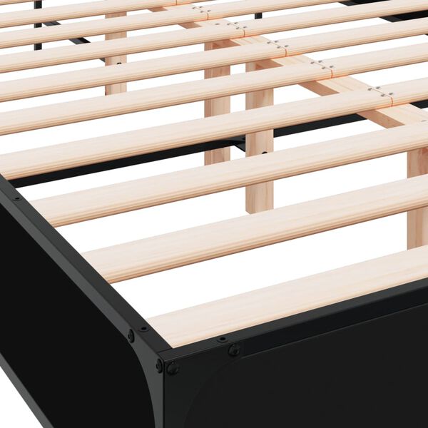 vidaXL Πλαίσιο Κρεβατιού Μαύρο 140x200 εκ. Επεξεργ. Ξύλο και Μέταλλο