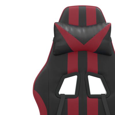 vidaXL Καρέκλα Gaming Μασάζ Υποπόδιο Μαύρο/Μπορντό από Συνθετικό Δέρμα