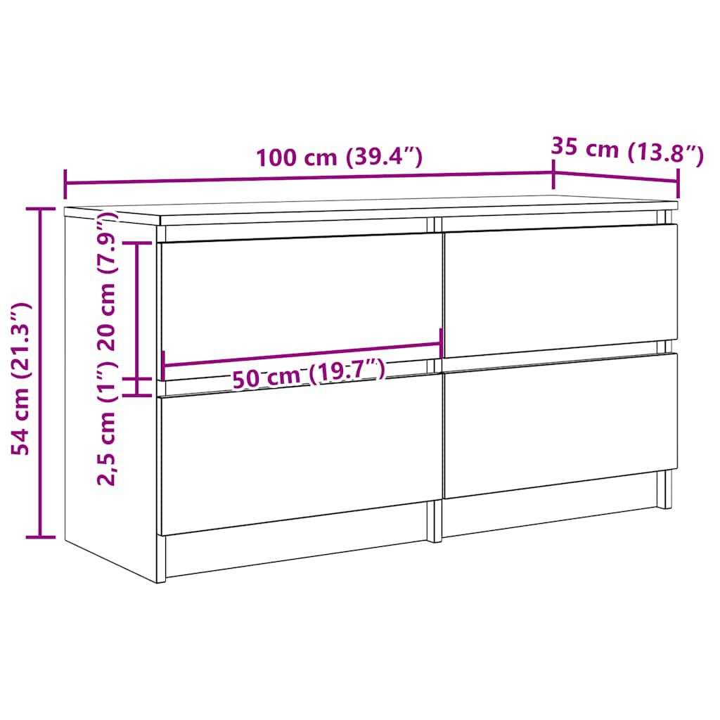 vidaXL Έπιπλο Τηλεόρασης Γκρι Σκυρ. 100x35x54 εκ. Επεξ. Ξύλο