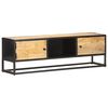 vidaXL Έπιπλο TV με Σκαλιστή Πόρτα 130x30x40 εκ. Ακατέργ. Ξύλο Μάνγκο