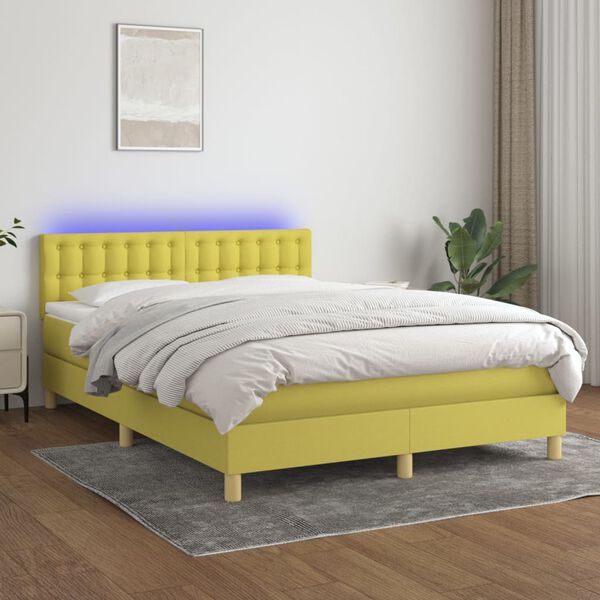 vidaXL &Kappa;&rho;&epsilon;&beta;ά&tau;&iota; Boxspring &mu;&epsilon; &Sigma;&tau;&rho;ώ&mu;&alpha; & LED &Pi;&rho;ά&sigma;&iota;&nu;&omicron; 140x190 &epsilon;&kappa; &Upsilon;&phi;&alpha;&sigma;&mu;ά&tau;&iota;&nu;&omicron;