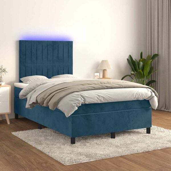 vidaXL &Kappa;&rho;&epsilon;&beta;ά&tau;&iota; Boxspring &mu;&epsilon; &Sigma;&tau;&rho;ώ&mu;&alpha; & LED &Sigma;&kappa;. &Mu;&pi;&lambda;&epsilon; 120x200&epsilon;&kappa;. &Beta;&epsilon;&lambda;&omicron;ύ&delta;&iota;&nu;&omicron;