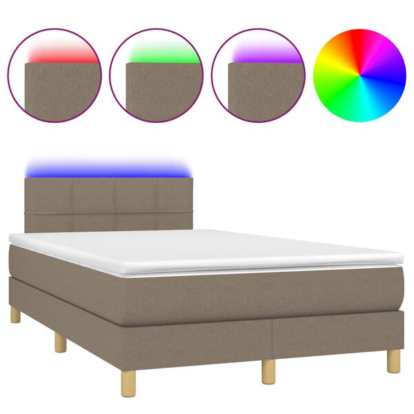vidaXL &Kappa;&rho;&epsilon;&beta;ά&tau;&iota; Boxspring &mu;&epsilon; &Sigma;&tau;&rho;ώ&mu;&alpha; & LED Taupe 120x200 &epsilon;&kappa;. &Upsilon;&phi;&alpha;&sigma;&mu;ά&tau;&iota;&nu;&omicron;