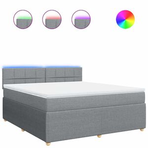 vidaXL Κρεβάτι Boxspring με Στρώμα Ανοιχτό Γκρι 180x200 εκ. Υφασμάτινο