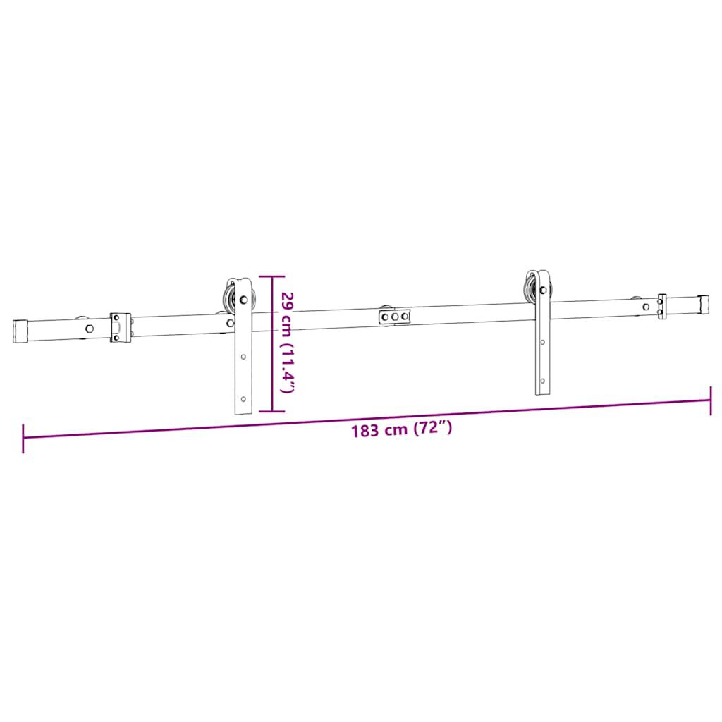 vidaXL Μηχανισμός Συρόμενης Μεσόπορτας Μαύρος 183 εκ. Ατσάλινος
