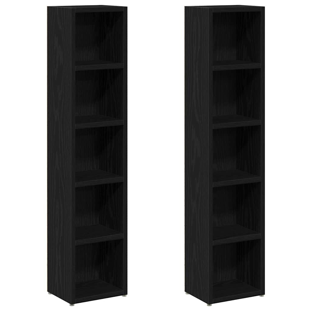 vidaXL Ντουλάπια CD 2 τεμ. Μαύρο Δρυς 21x16x93,5 εκ Επεξεργασμένο Ξύλο