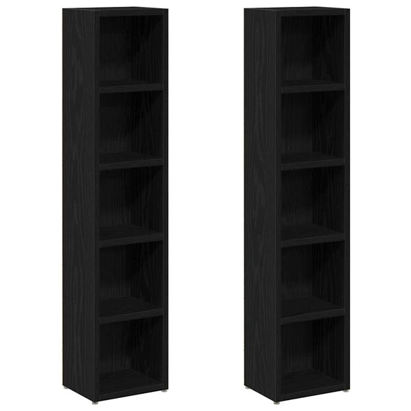 vidaXL Ντουλάπια CD 2 τεμ. Μαύρο Δρυς 21x16x93,5 εκ Επεξεργασμένο Ξύλο