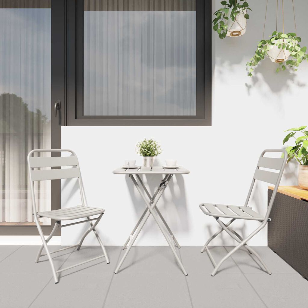 vidaXL Πτυσσόμενες Καρέκλες Κήπου 2 τμχ Μπεζ 42x52x82 εκ Χάλυβας με Επίστρωση Πούδρας