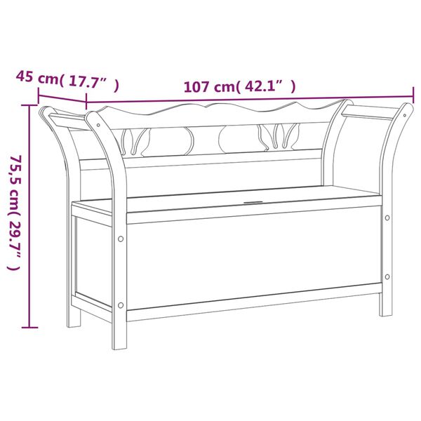 vidaXL Πάγκος Λευκός 107 x 45 x 75,5 εκ. από Μασίφ Ξύλο Ελάτης