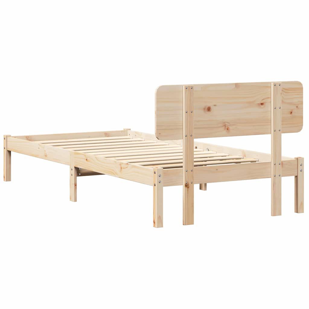 vidaXL Σκελετός Κρεβατιού Φυσικό 90 x 190 cm Μασίφ ξύλο πεύκου