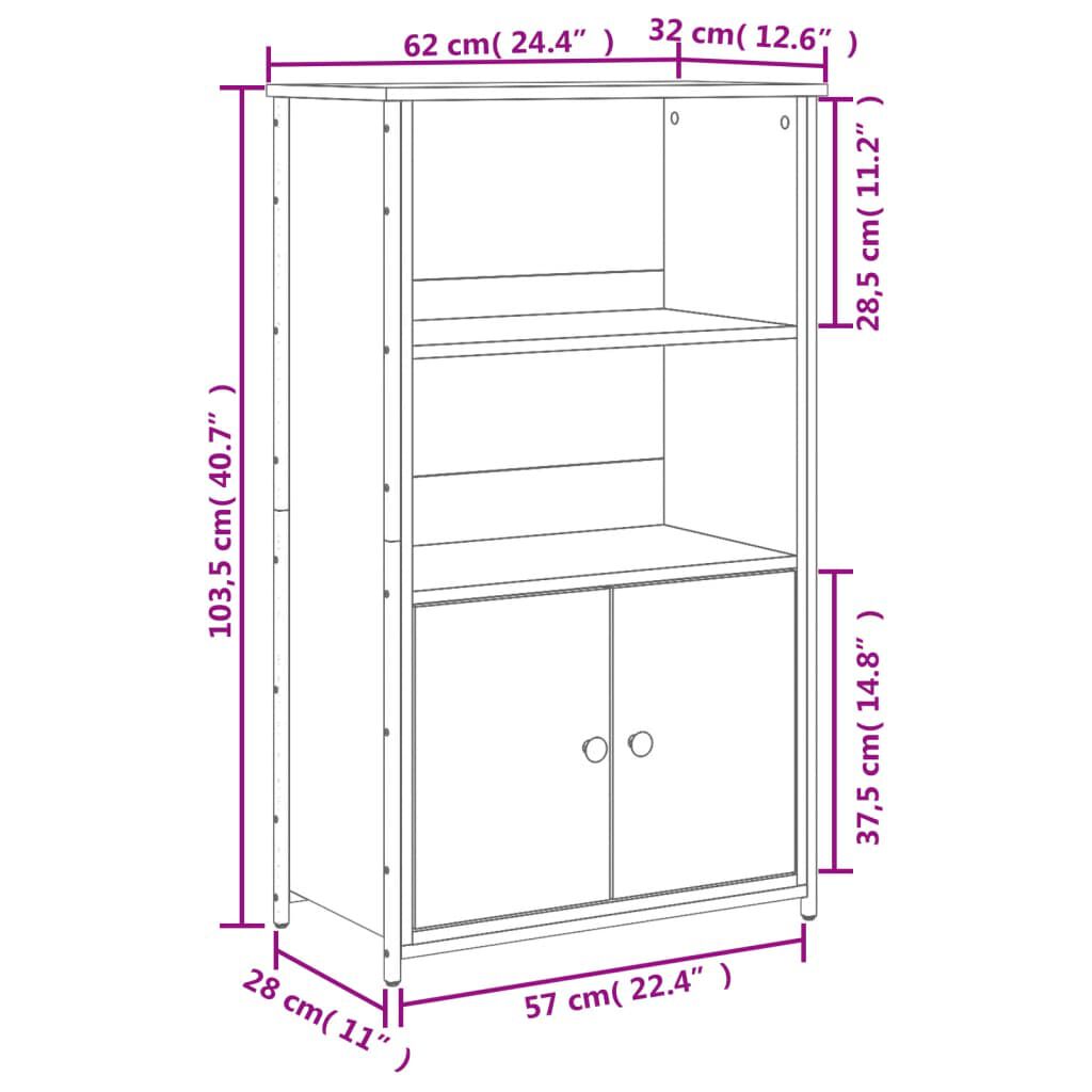 vidaXL Ντουλάπι Μαύρο 62 x 32 x 103,5 εκ. από Επεξεργασμένο Ξύλο