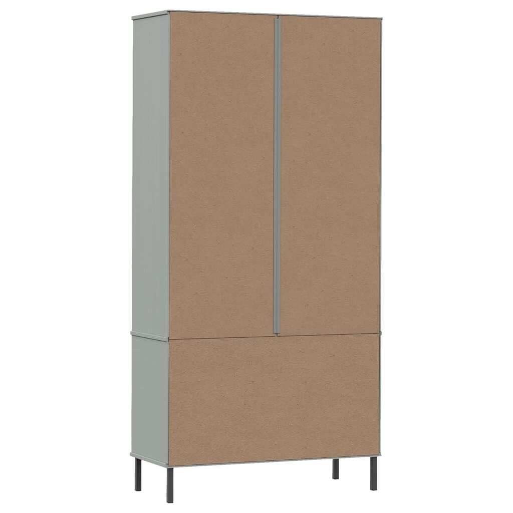 vidaXL Βιβλιοθήκη OSLO Γκρι 85x35x172,5 εκ. Μασίφ Ξύλο με Μεταλ. Πόδια