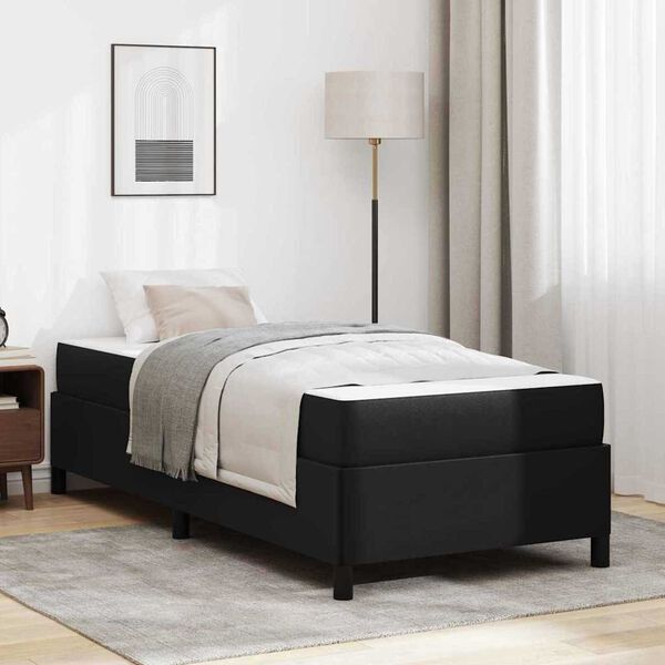 vidaXL Σκελετός κρεβατιού με στρώμα Μαύρο 90 x 200 cm Τεχνητό δέρμα