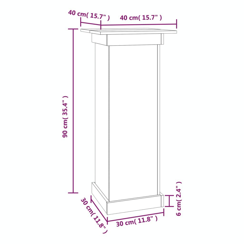 vidaXL Βάση Λουλουδιών Λευκό 40x40x90 εκ. από Μασίφ Ξύλο Πεύκου