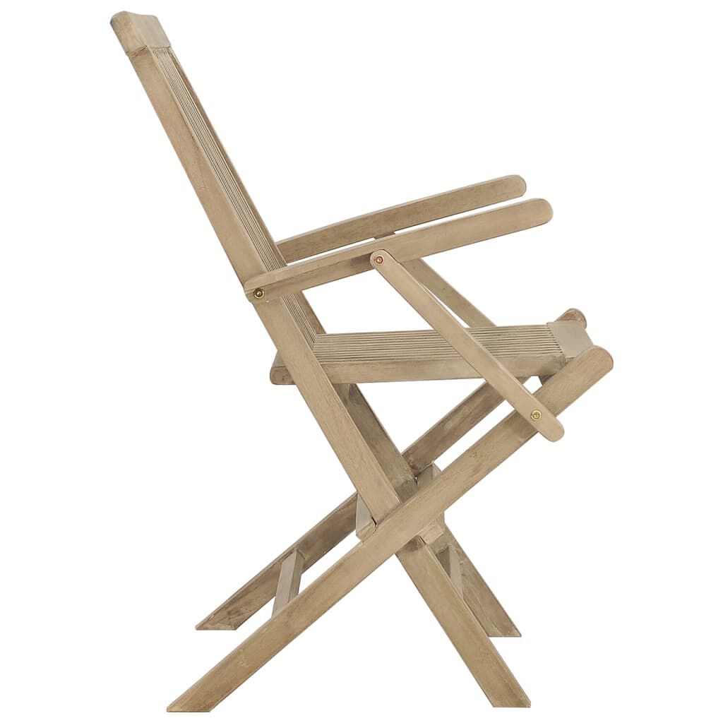 vidaXL Καρέκλες Κήπου Πτυσσόμενες 2 τεμ. Γκρι 56x61x89 εκ. Μασίφ Teak