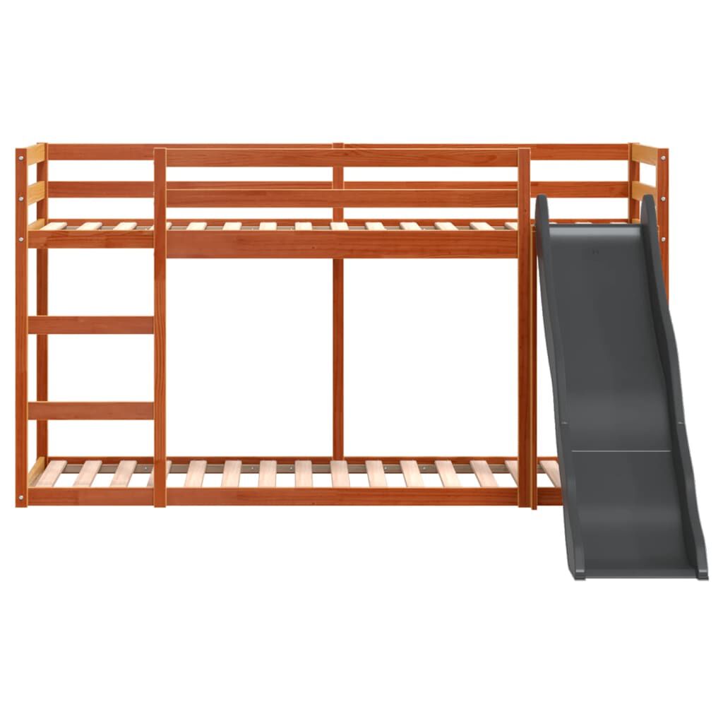 vidaXL Κουκέτα με Τσουλήθρα/Σκάλα Καφέ 75x190εκ. από Μασίφ Ξύλο Πεύκου