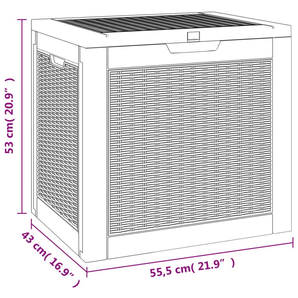 vidaXL Μπαούλο Αποθήκευσης Κήπου Μαύρο 55,5x43x53 εκ. Πολυπροπυλένιο