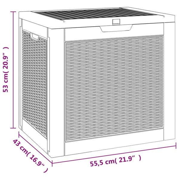vidaXL Μπαούλο Αποθήκευσης Κήπου Μαύρο 55,5x43x53 εκ. Πολυπροπυλένιο