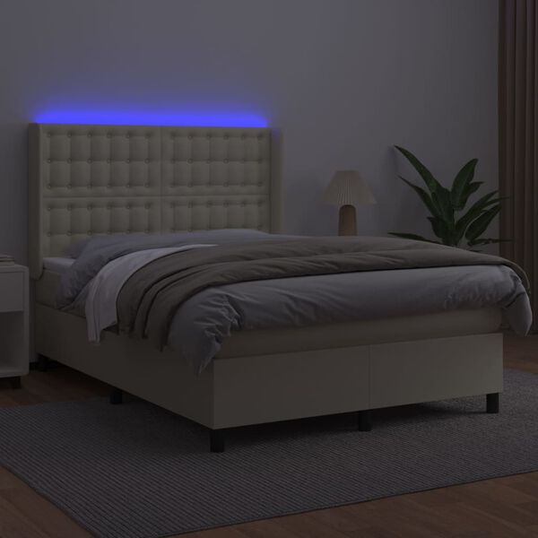 vidaXL &Kappa;&rho;&epsilon;&beta;ά&tau;&iota; Boxspring &mu;&epsilon; &Sigma;&tau;&rho;ώ&mu;&alpha; & LED &Kappa;&rho;&epsilon;&mu; 140x200 &epsilon;&kappa;. &Sigma;&upsilon;&nu;&theta;. &Delta;έ&rho;&mu;&alpha;