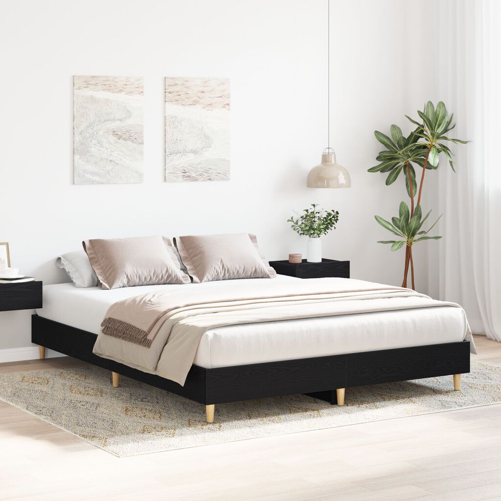 vidaXL Κρεβάτι Μαύρος Δρυός 140x200 εκ. από κατασκευασμένο ξύλο