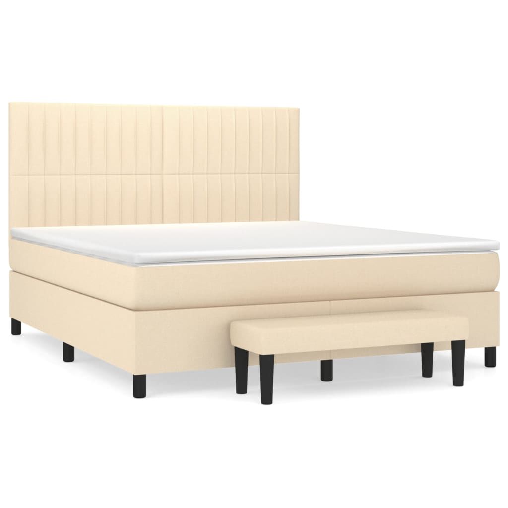 vidaXL Κρεβάτι Boxspring με Στρώμα Κρεμ 180x200 εκ. Υφασμάτινο