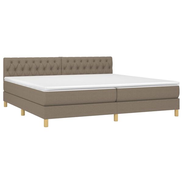 vidaXL &Kappa;&rho;&epsilon;&beta;ά&tau;&iota; Boxspring &mu;&epsilon; &Sigma;&tau;&rho;ώ&mu;&alpha; Taupe 200x200 &epsilon;&kappa;. &Upsilon;&phi;&alpha;&sigma;&mu;ά&tau;&iota;&nu;&omicron;