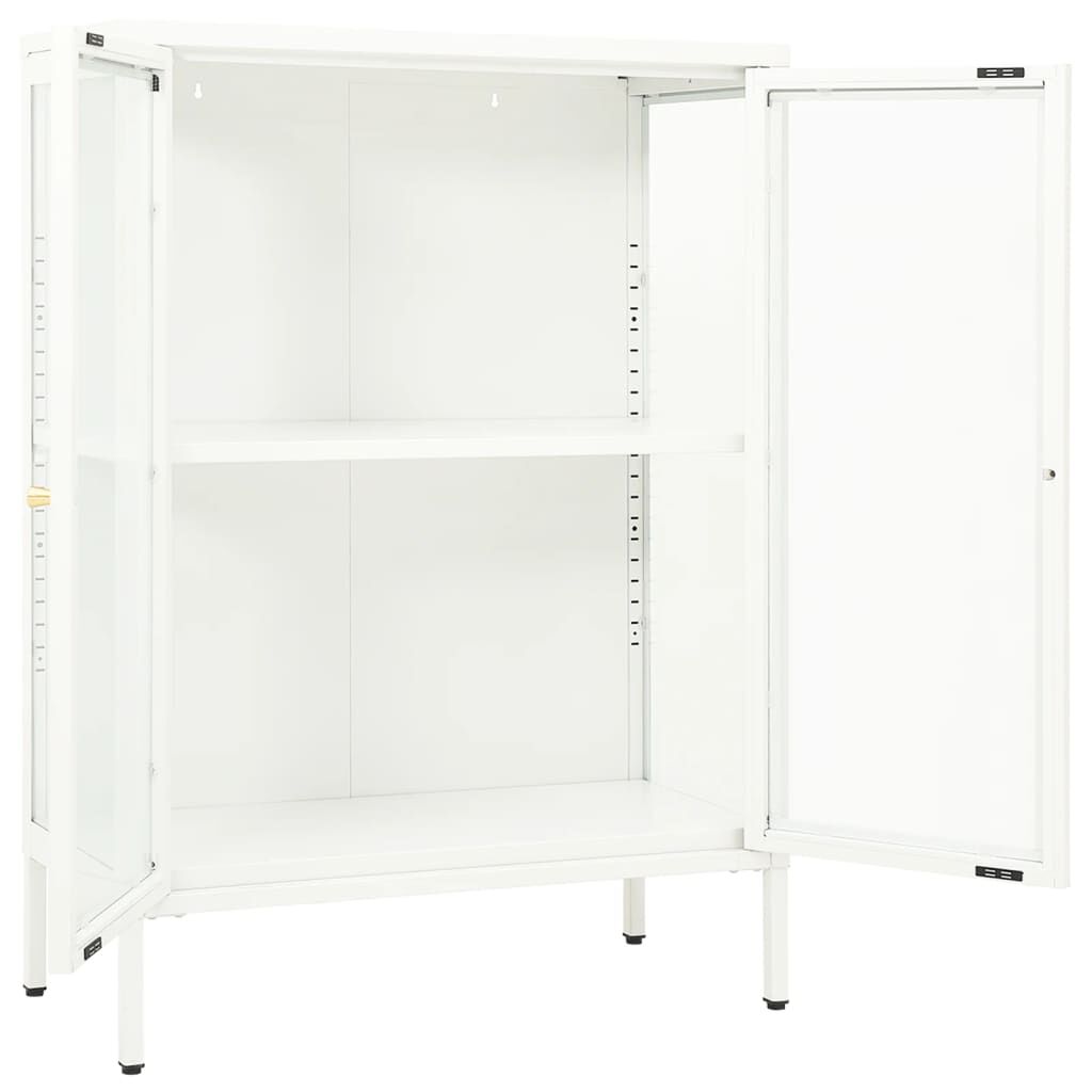 vidaXL Μπουφές Λευκός 75 x 35 x 105 εκ. από Ατσάλι και Γυαλί