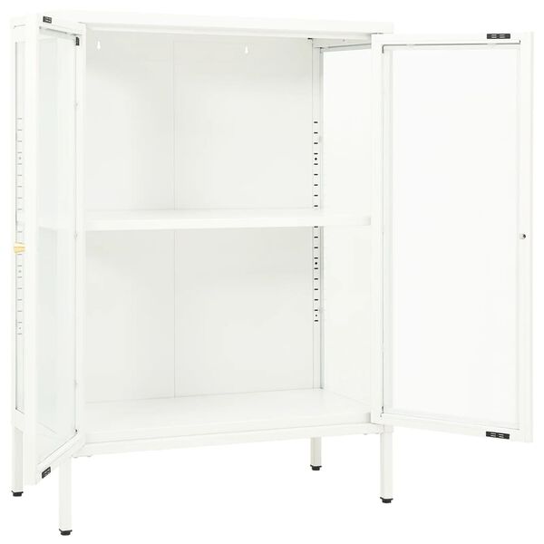 vidaXL Μπουφές Λευκός 75 x 35 x 105 εκ. από Ατσάλι και Γυαλί