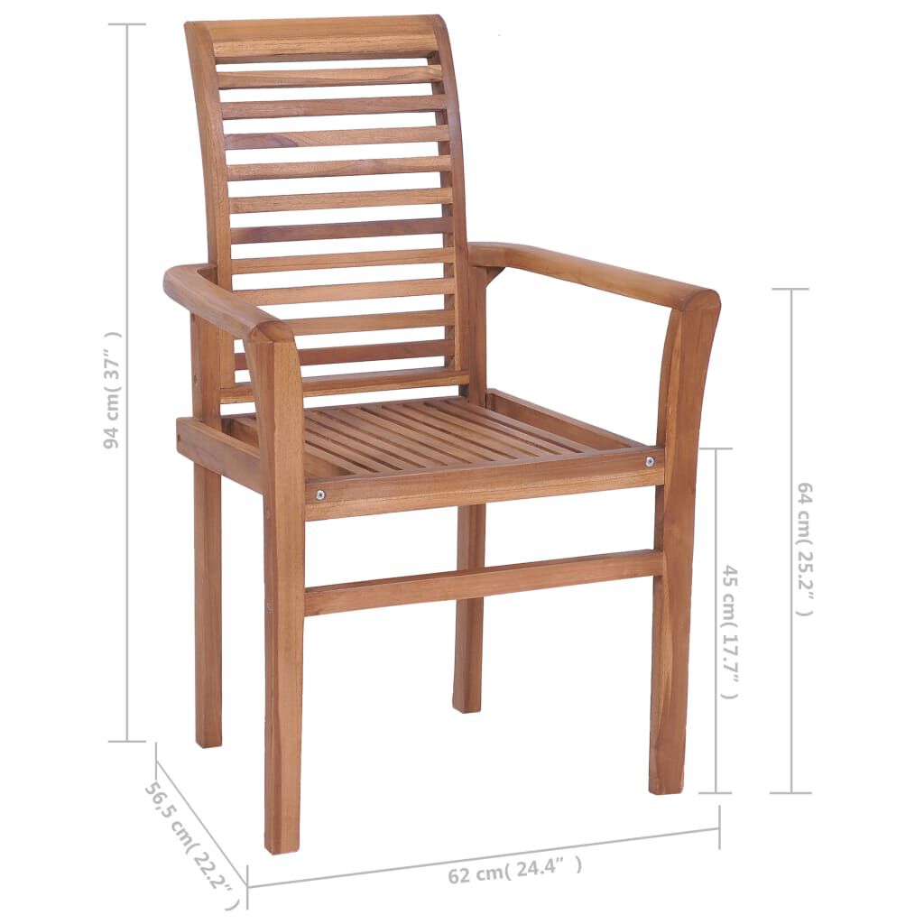 vidaXL Καρέκλες Τραπεζαρίας 2 τεμ. Μασίφ Ξύλο Teak Ανθρακί Μαξιλάρια