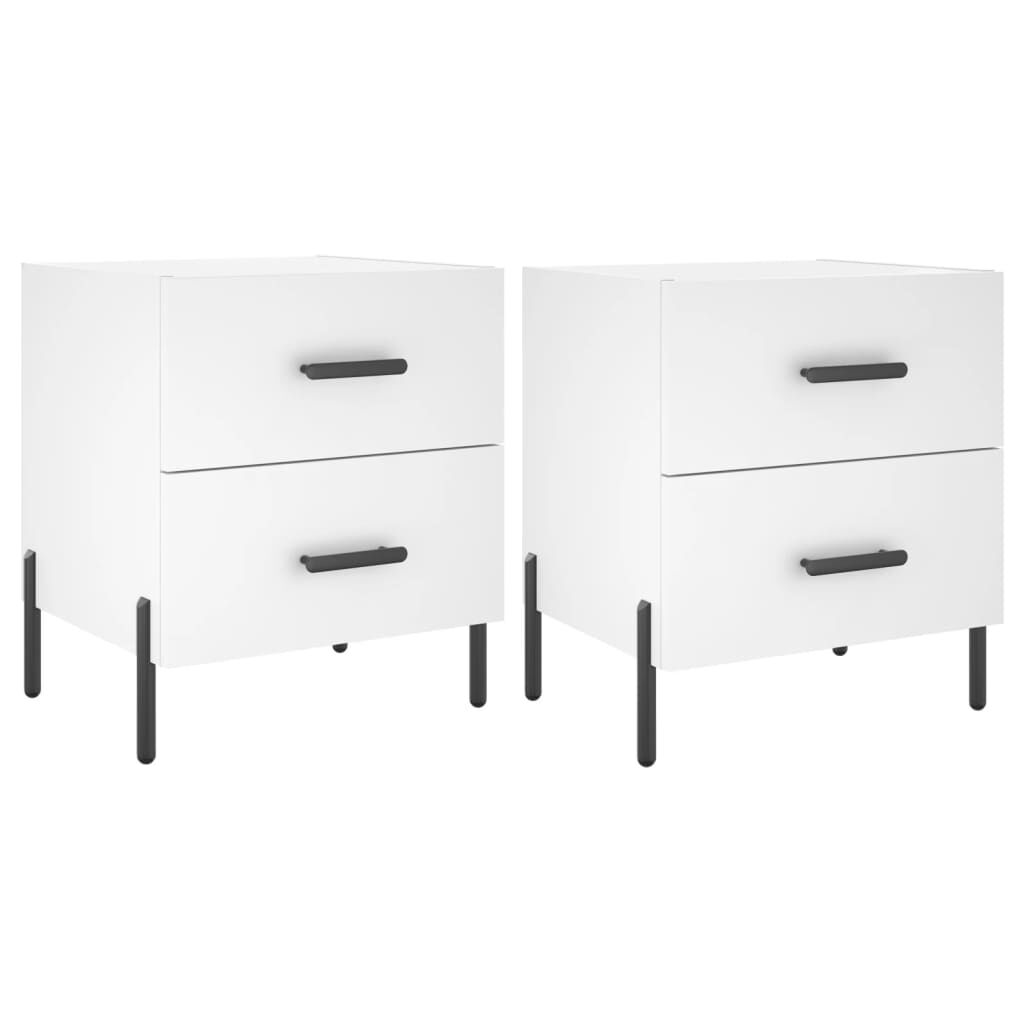 vidaXL Κομοδίνα 2 τεμ. Λευκά 40 x 35 x 47,5 εκ. από Επεξεργασμένο Ξύλο