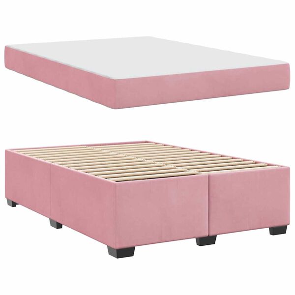 vidaXL Σκελετός κρεβατιού με στρώμα Άλλο Ροζ 140 x 200 cm Βελούδο
