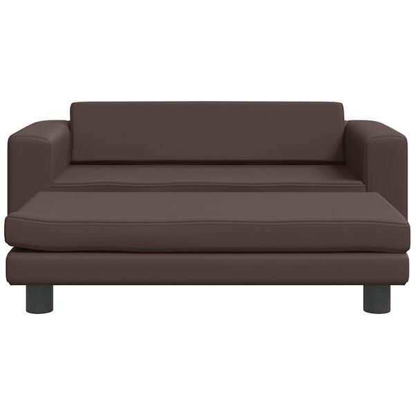 vidaXL Καναπές Παιδικός με Υποπόδιο Καφέ 100 x 50 x 30 εκ. Συνθ. Δέρμα