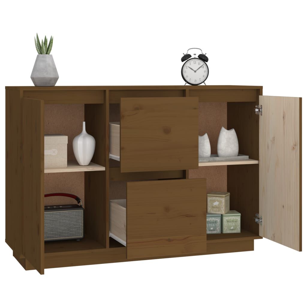 vidaXL Ντουλάπι Καφέ Μελί 111x34x75 εκ. από Μασίφ Ξύλο Πεύκου