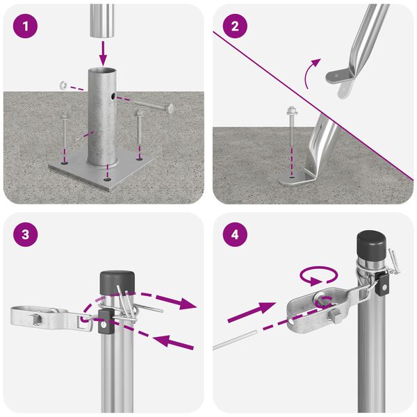 vidaXL Πόδια Φράχτη με Βάσεις 7 τεμ Ø32mm 70cm Γαλβανισμένο Χάλυβα