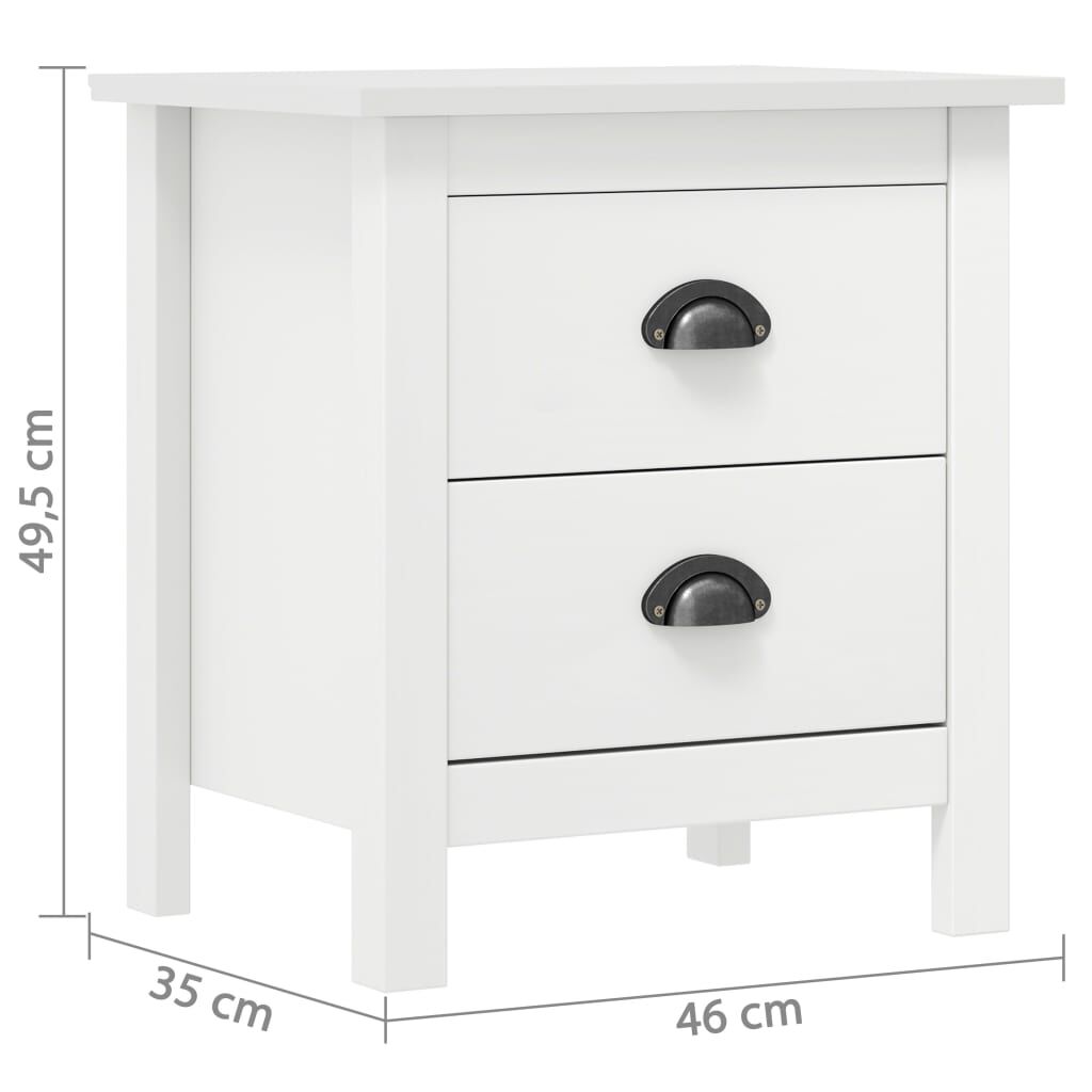 vidaXL Κομοδίνο Hill Λευκό 46 x 35 x 49,5 εκ. από Μασίφ Ξύλο Πεύκου
