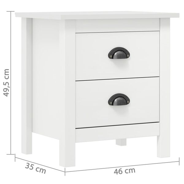 vidaXL Κομοδίνο Hill Λευκό 46 x 35 x 49,5 εκ. από Μασίφ Ξύλο Πεύκου