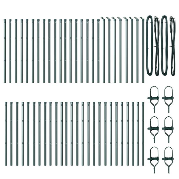vidaXL Στύλος Περιφράξεων 52 pcs Πράσινο 3.2 x 3.2 x 100 εκ Ατσάλι